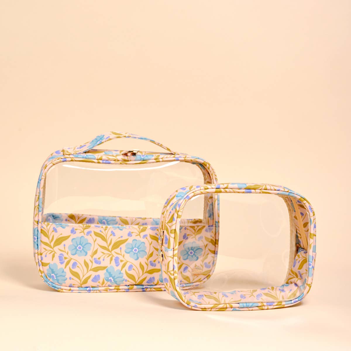 The Darling Effect - Clearly Chic Cosmetic Bag Set - Poppin' Petals Aqua
