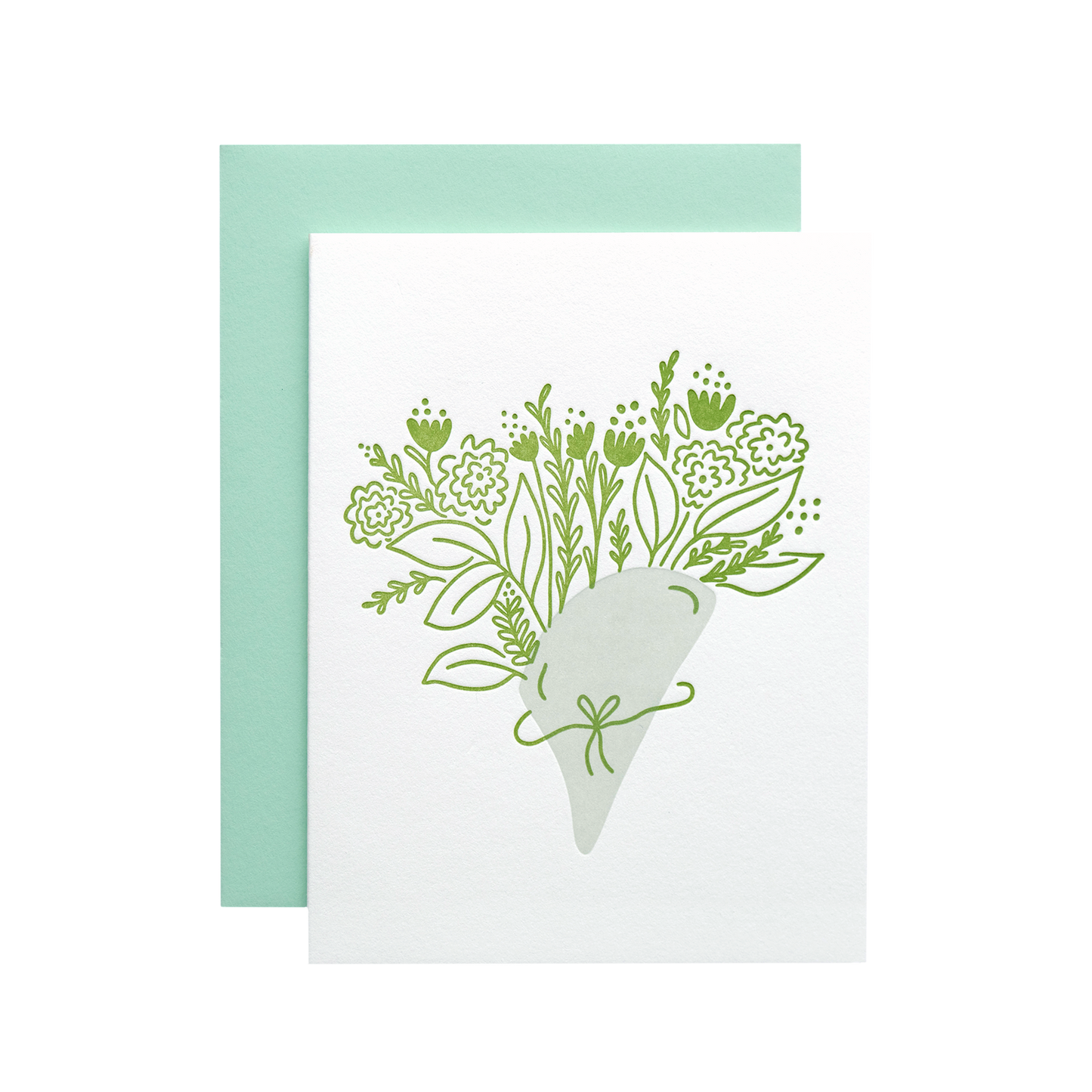Bouquet elegant greeting card in green. Gift idea