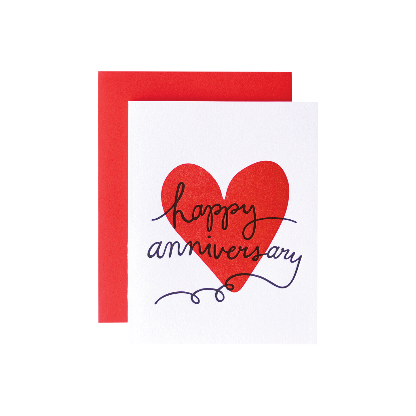 Happy anniversary card. Red heart greeting card