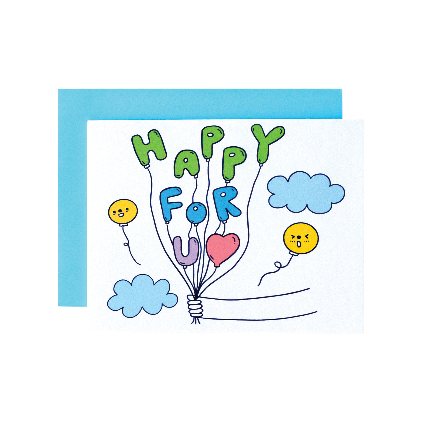Happy for you card. Greeting card. Colorful balloons