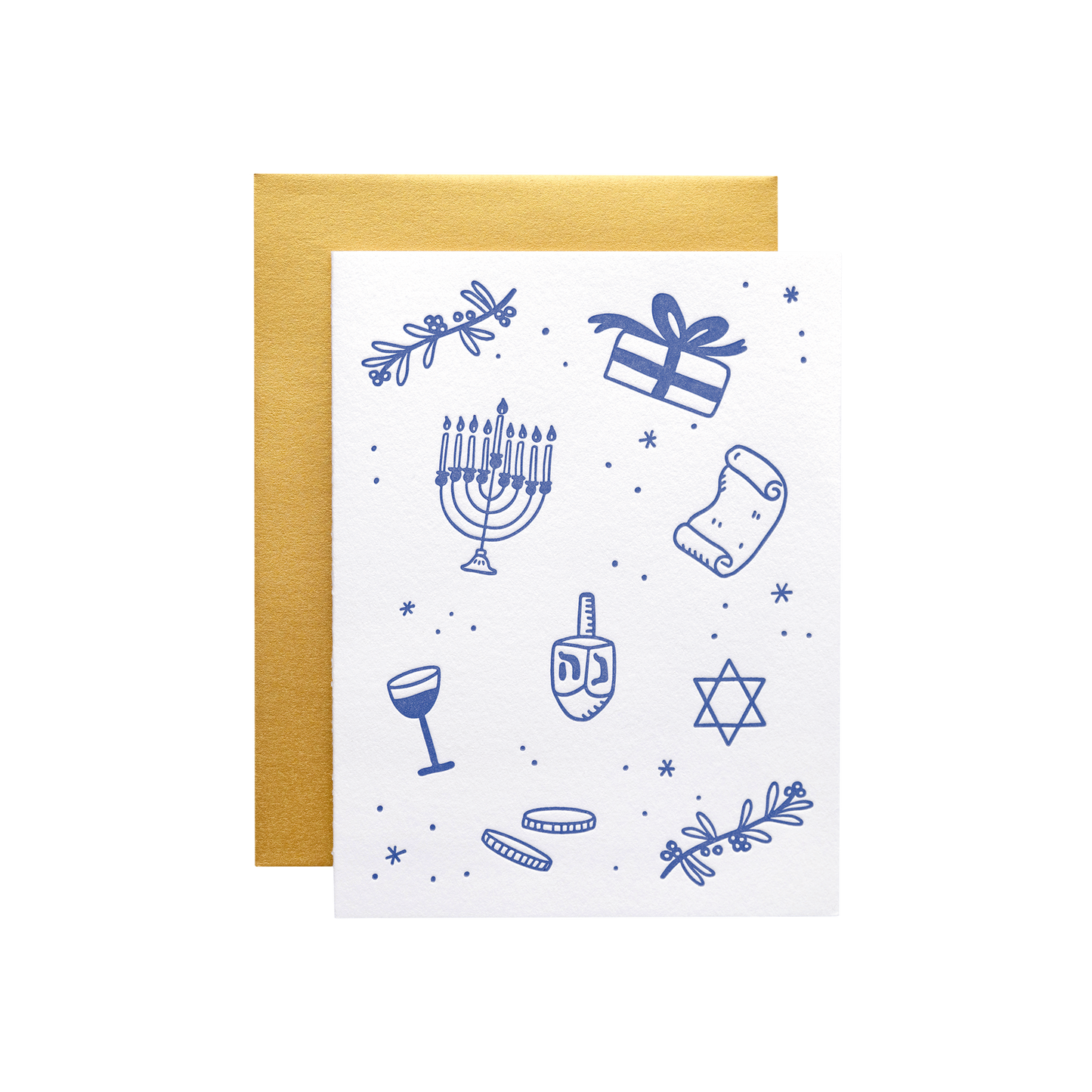 Hanukkah greeting card in blue.