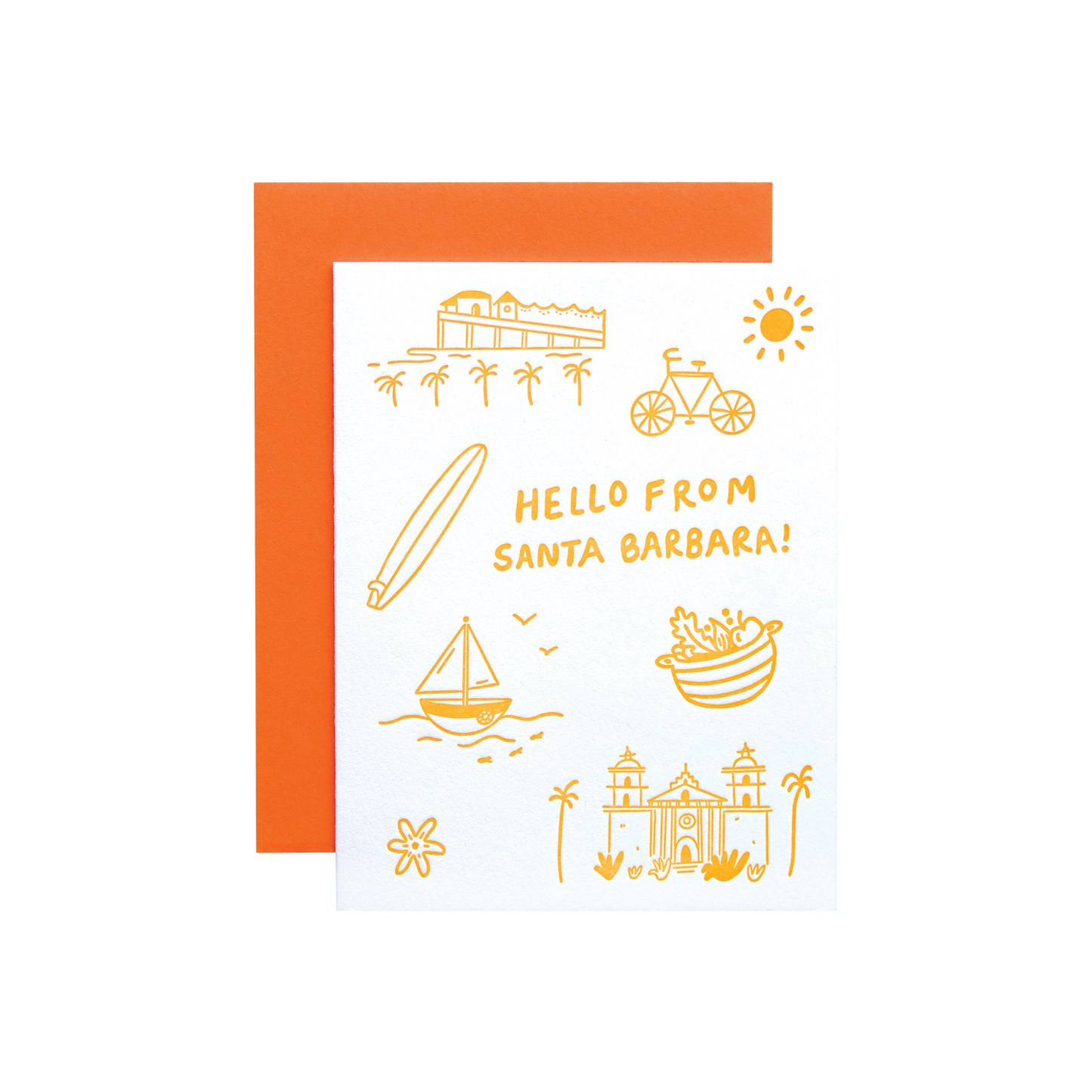 Cute greeting card from santa barbara. Souvenir from santa barbara. Orange high quality card