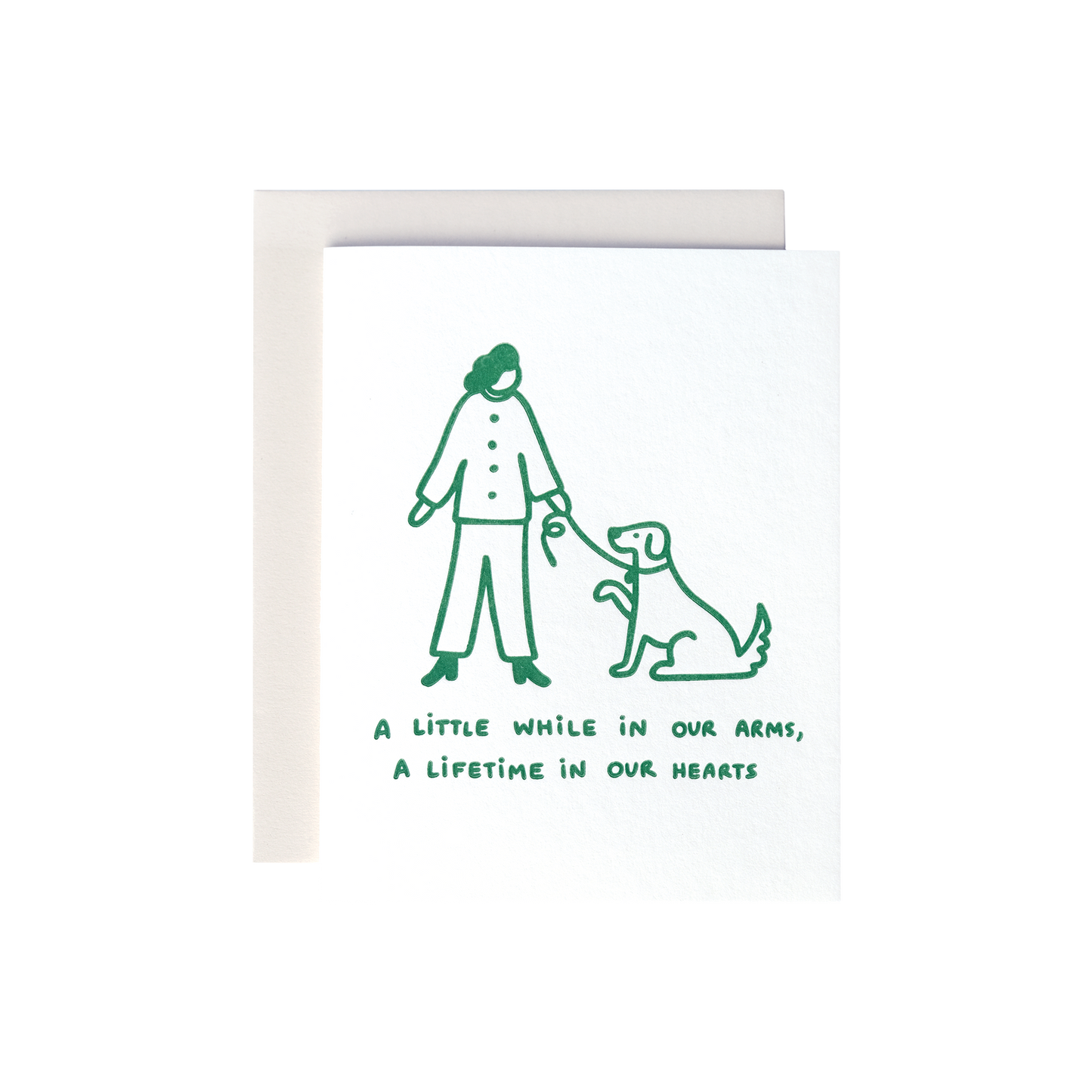 Lifetime in our hearts cute animal card. Pet grief card idea.