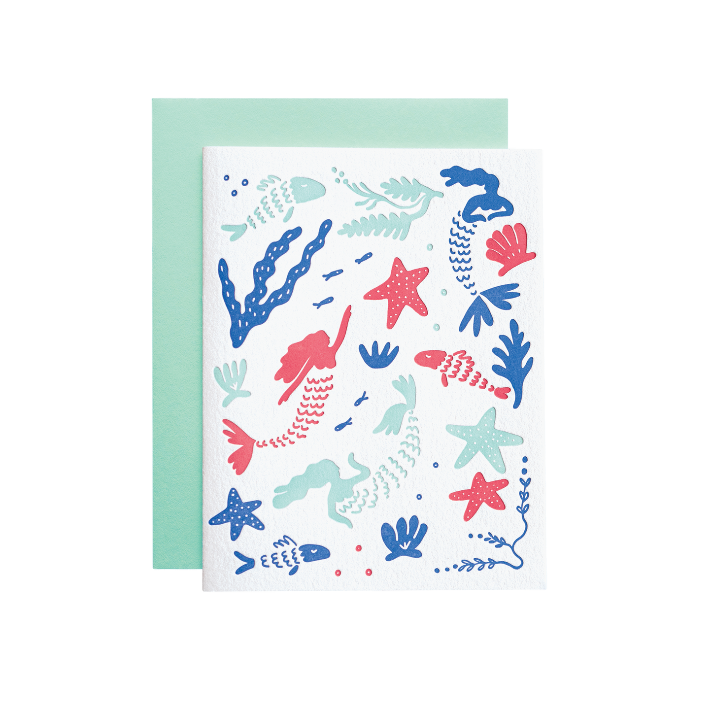 Graphic greeting card mermaids ocean card