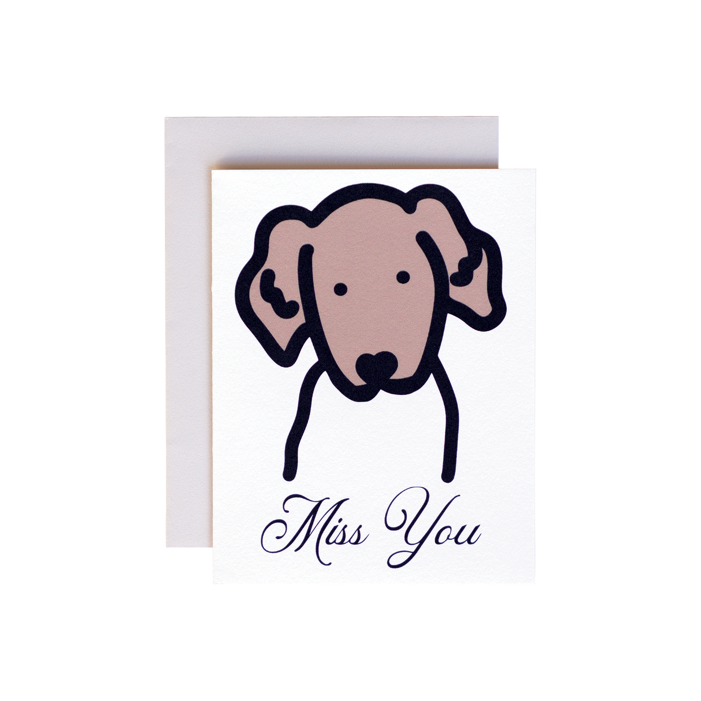 Greeting card I miss you. Cute dog