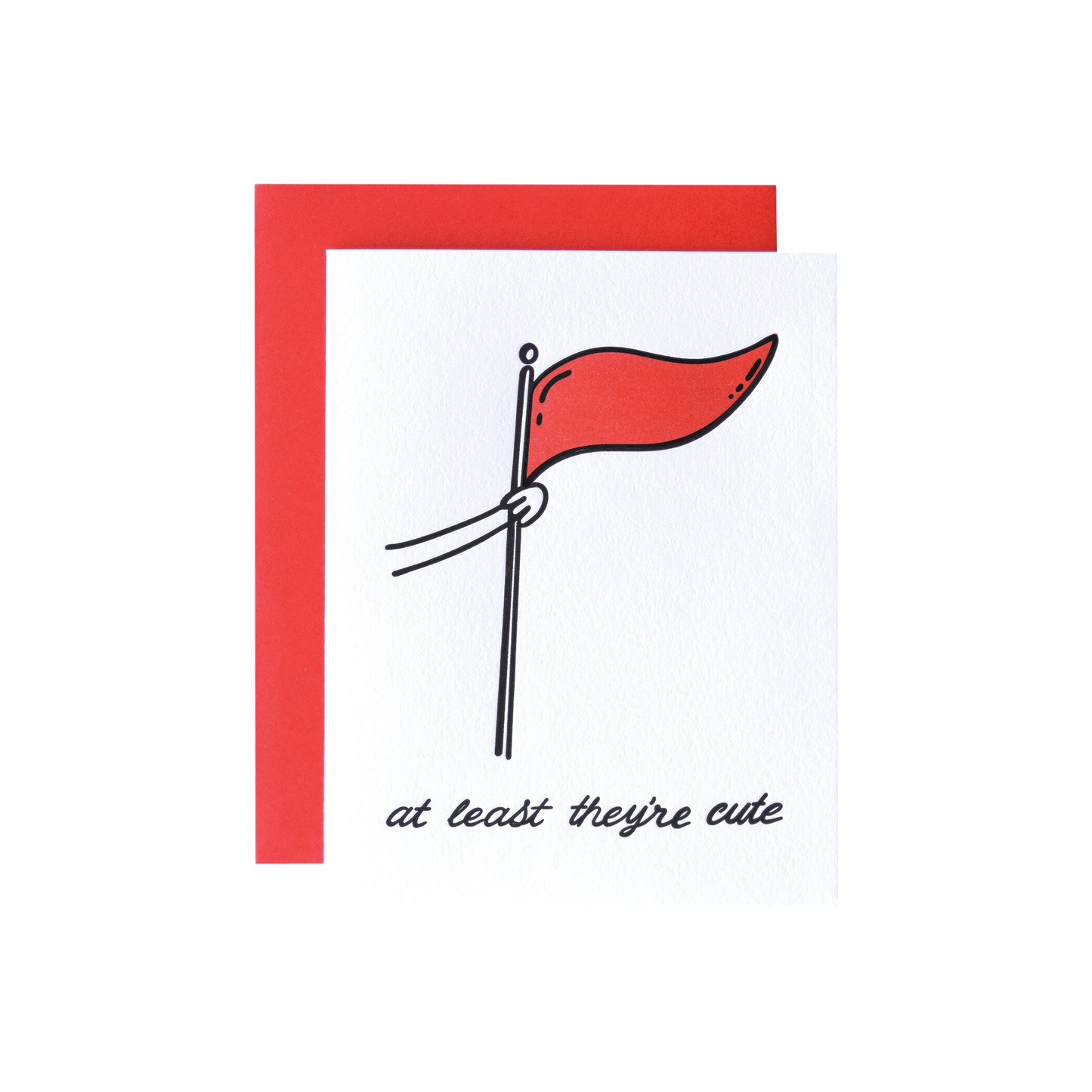 Red flag greeting card. Fun friendship greeting card. Gift idea