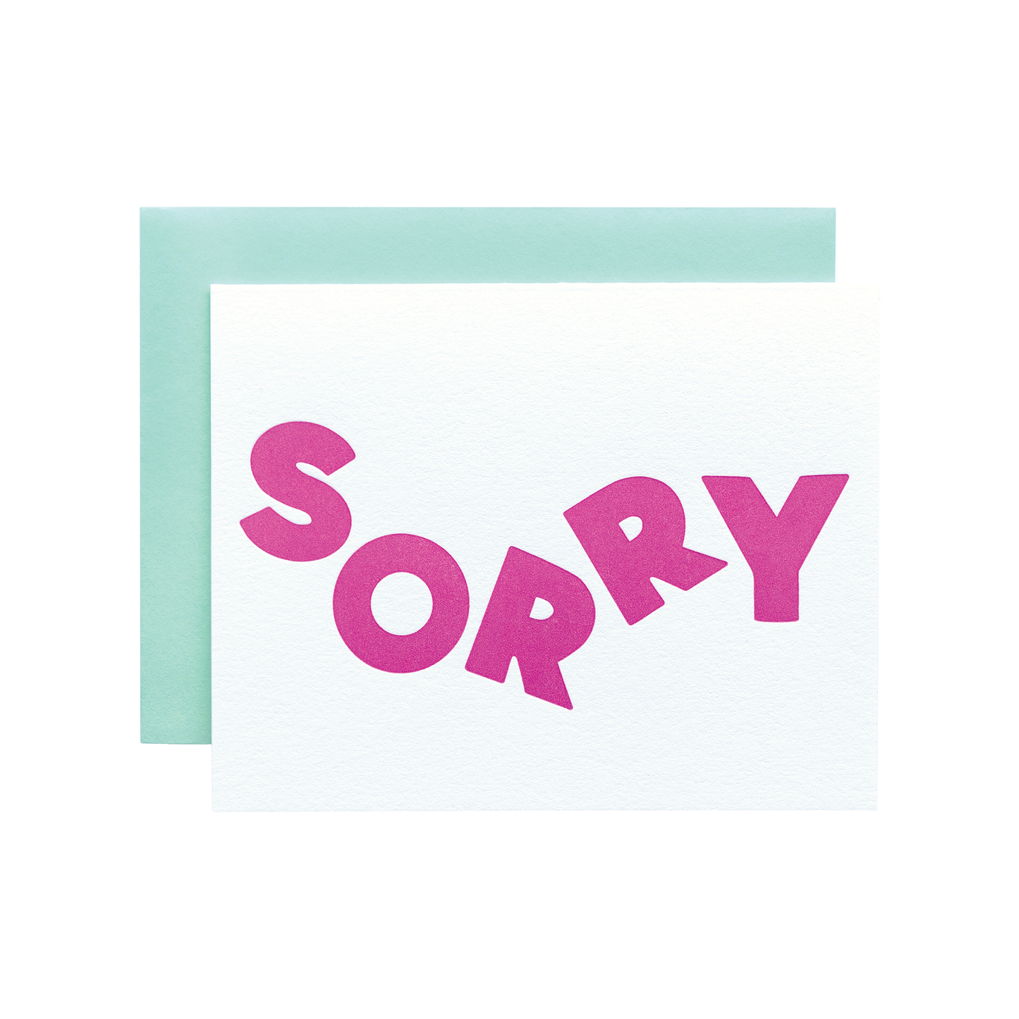Sorry Card. Greeting card in pink high quality letterpress