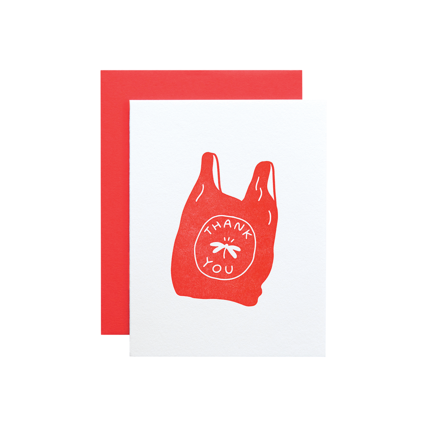 Thank you card in red. Greeting card grateful