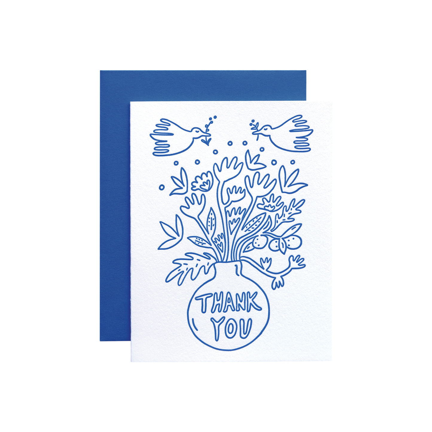 Thank you flower greeting card in blue