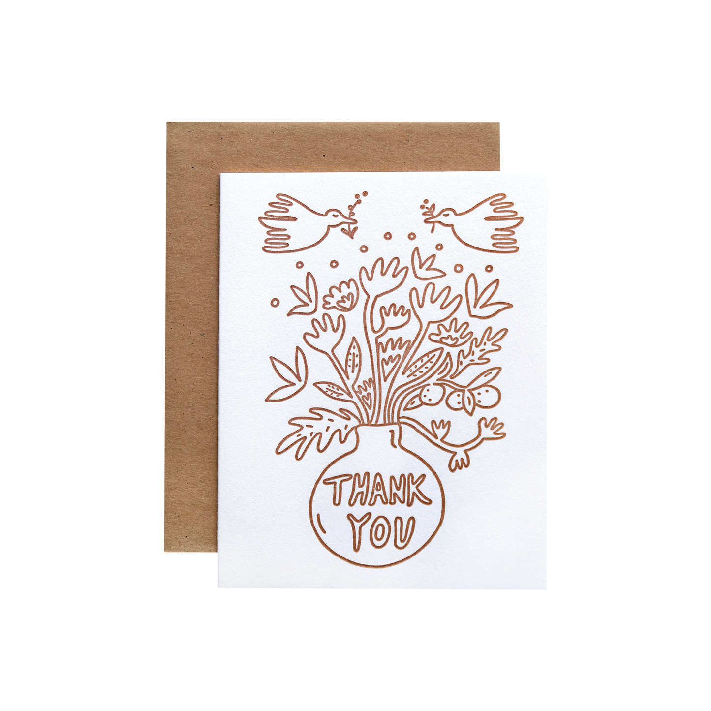 Thank you greeting card in brown