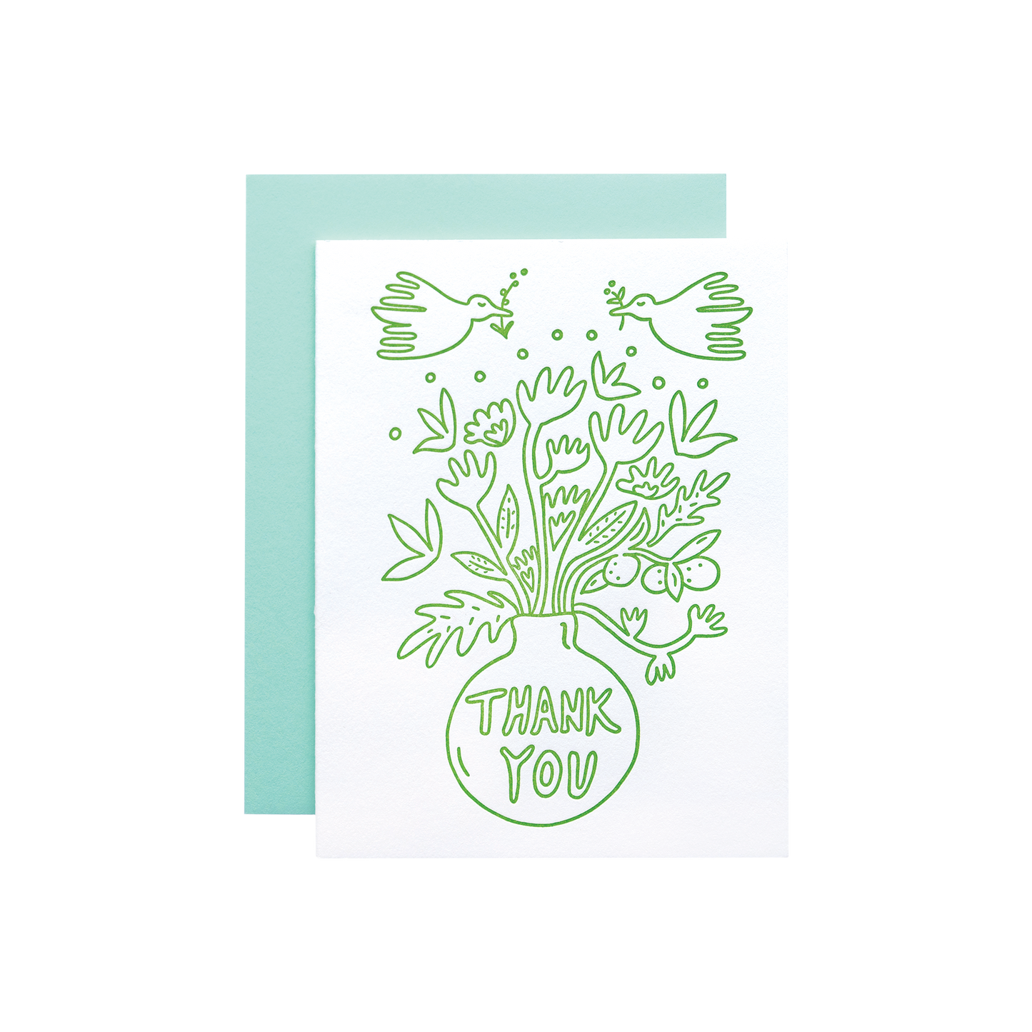 Thank you greeting card in green