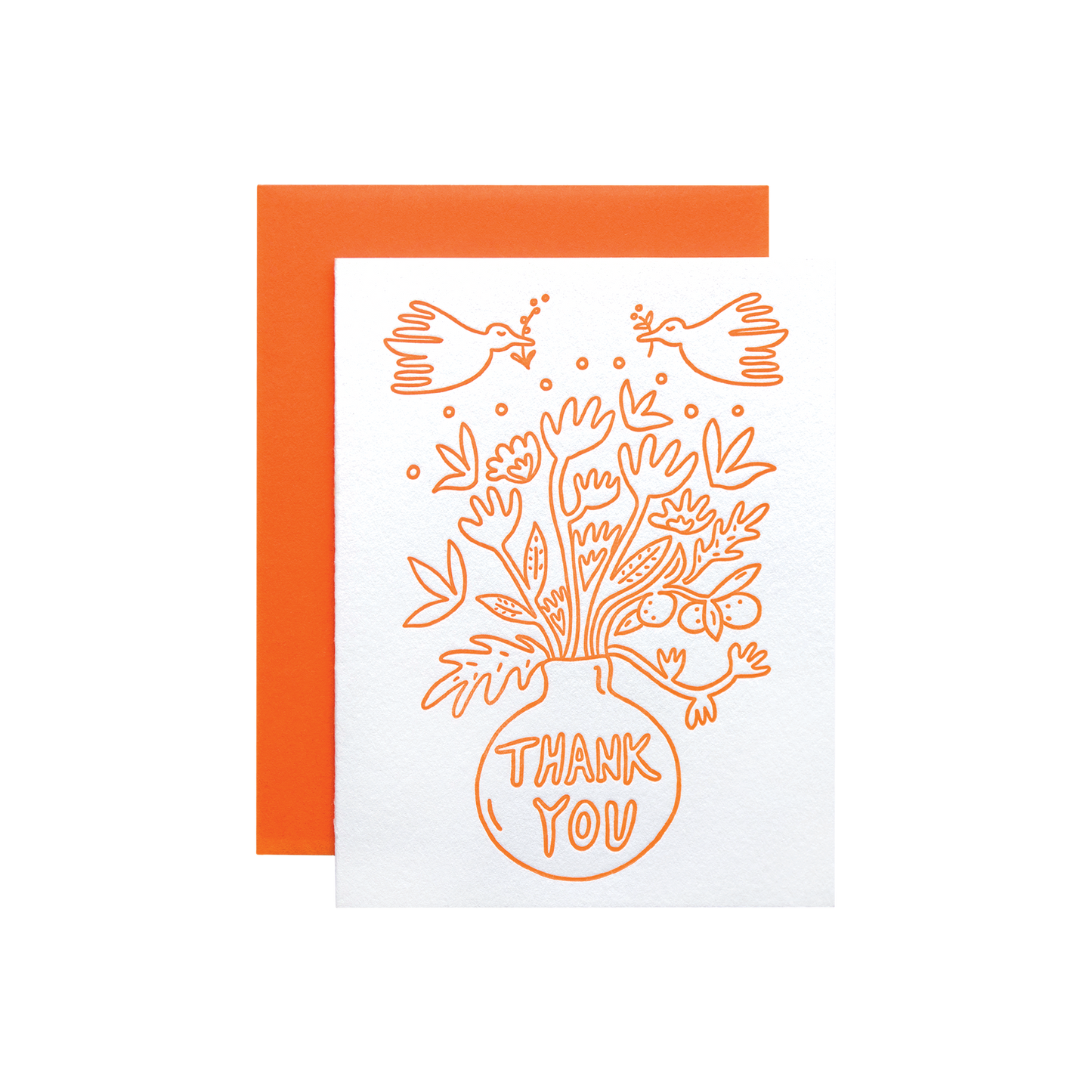 Thank you greeting card in orange