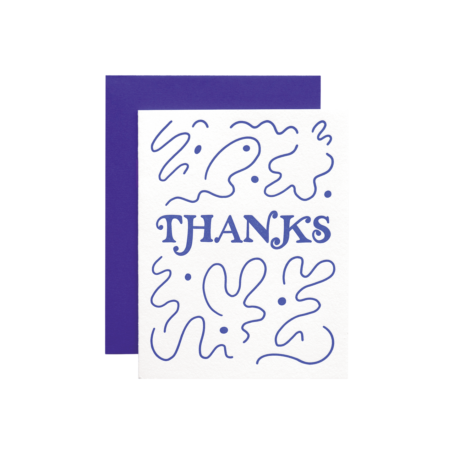 Thanks greeting card in blue. graphic