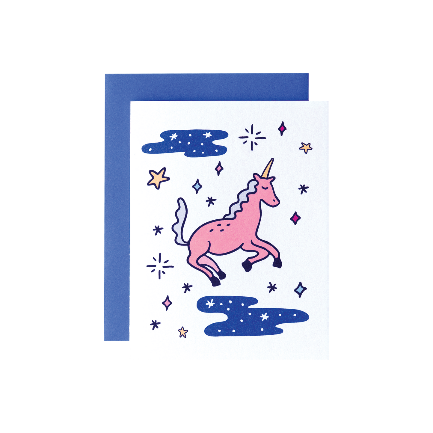cute greeting card. magical unicorn card.