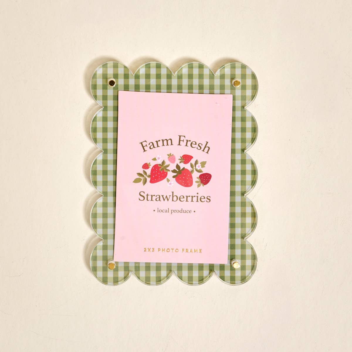 The Darling Effect - Mini Acrylic Picture Frame Magnet - Farm Fresh Strawberries