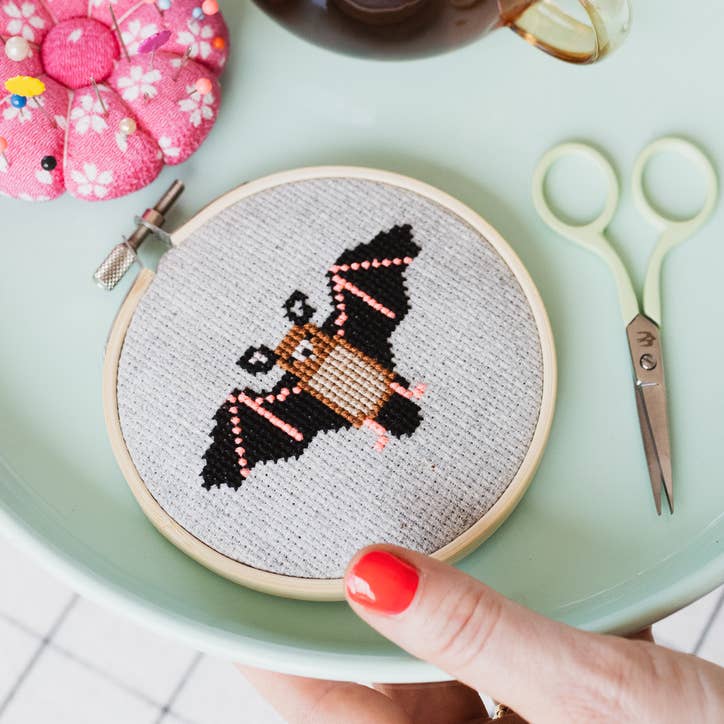 Cotton Clara Bat Cross Stitch Kit for Beginners