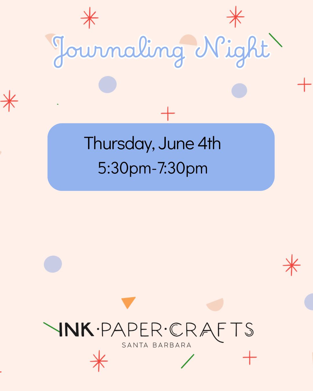 Journaling Night - Thurs. 6/4