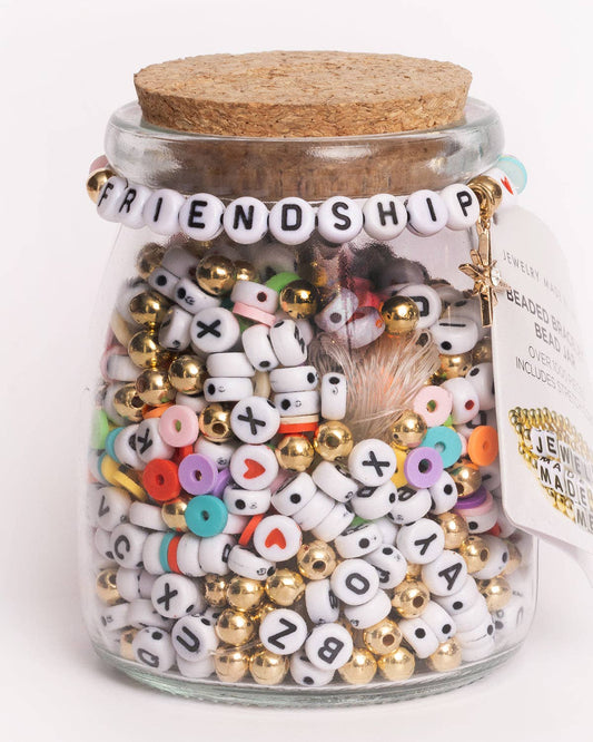 Jewelry Made by Me - FRIENDSHIP Round Letter with Multicolor Heishi and Starburst Charm DIY Bead Jar