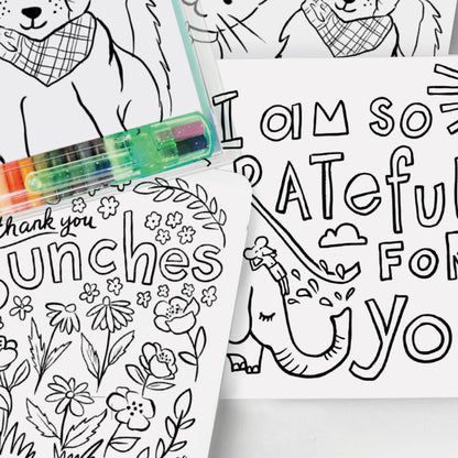 Inklings Paperie - Color-In Postcard Kit - Kids Thank You