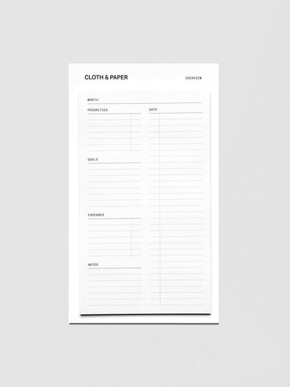 Cloth & Paper - Sticky Note Set - Monthly Overview