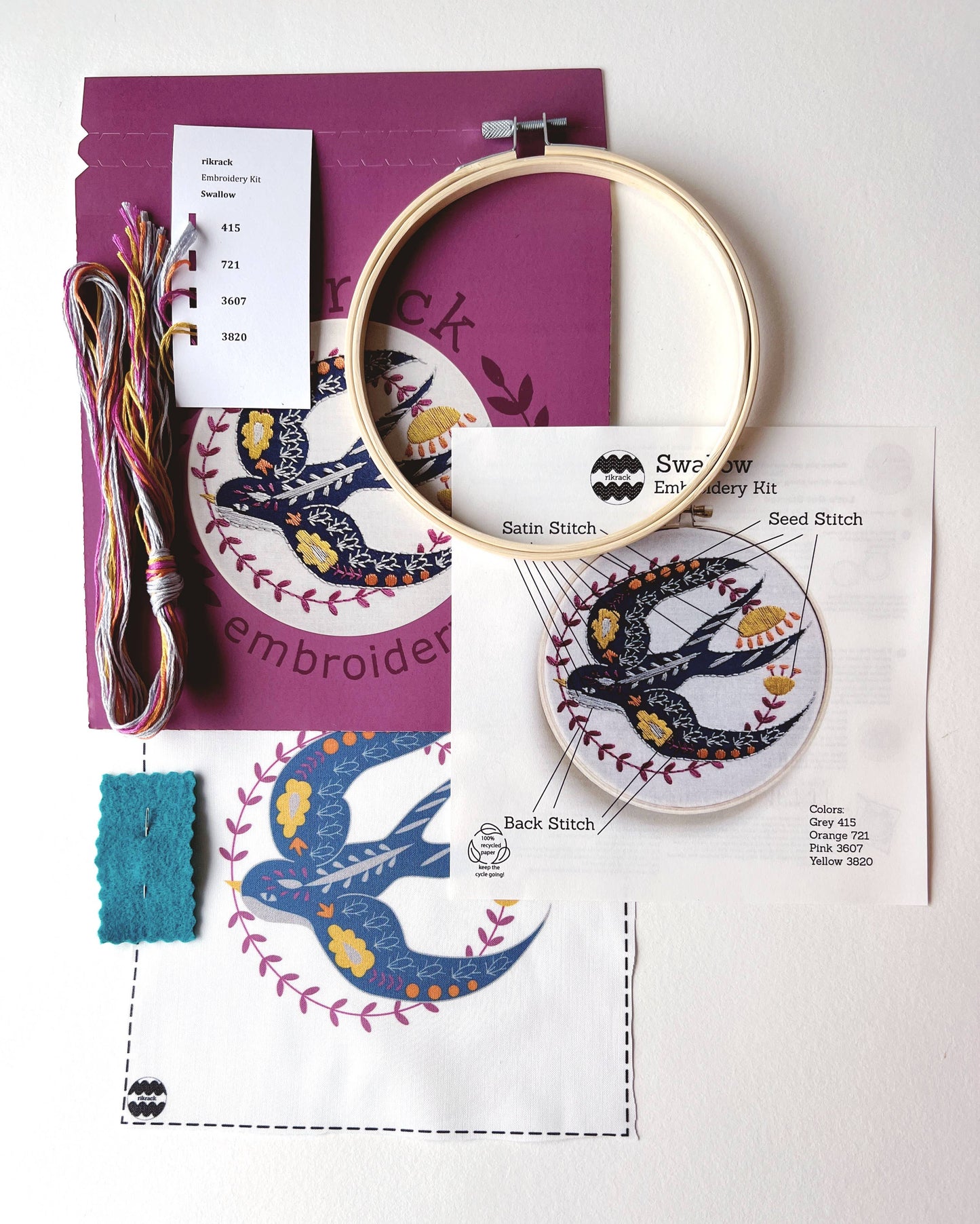 Rikrack - Swallow Embroidery Kit