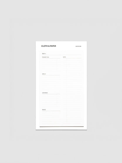 Cloth & Paper - Sticky Note Set - Monthly Overview