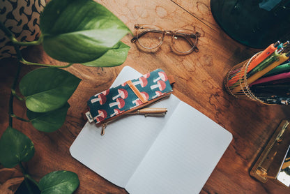 Denik - Navy Mushroom Notebook Pouch