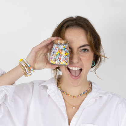 Jewelry Made by Me - SHINE Multicolor Letter Beads DIY Bracelet Jar with Ceramic Happy Face Charm