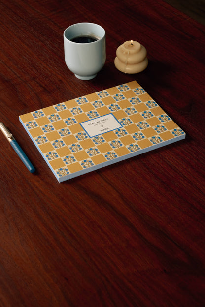 Papier - Floral Checkerboard Undated Weekly Desk Planner