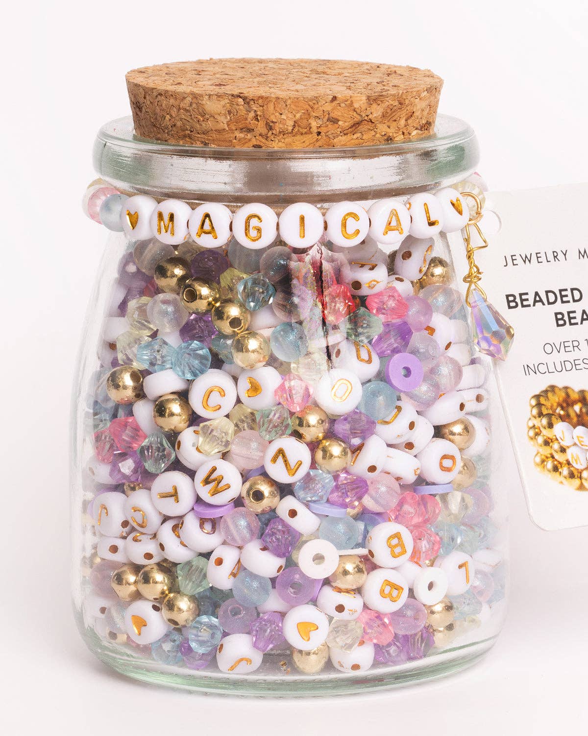 Jewelry Made by Me - MAGICAL Metallic Gold Round Letters & Crystals DIY Bead Jar