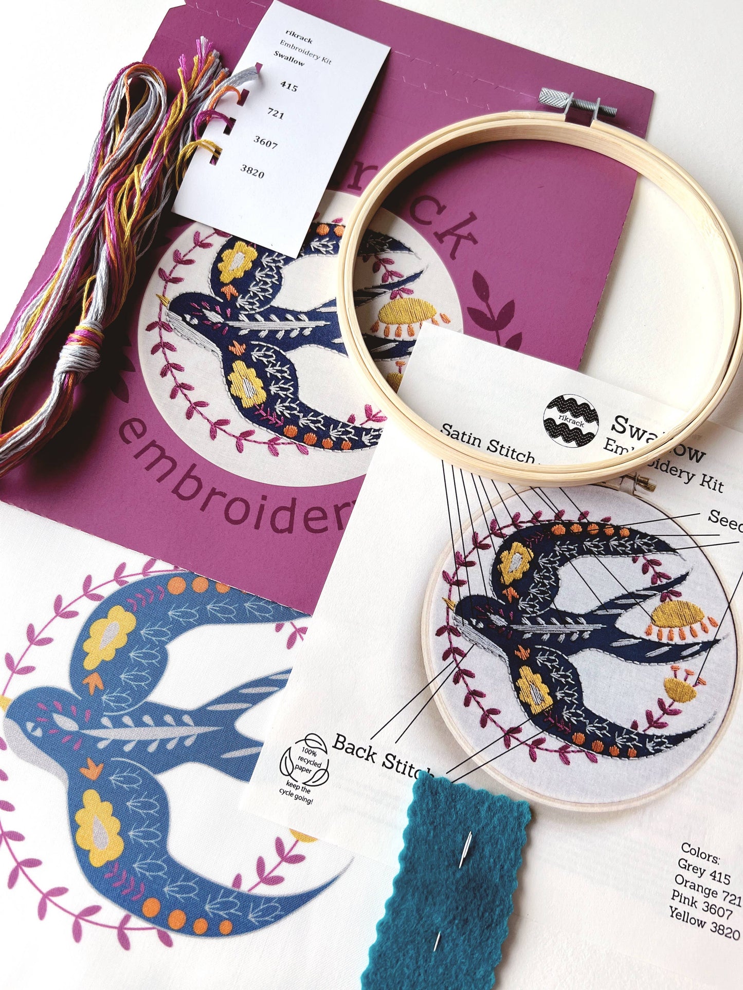 Rikrack - Swallow Embroidery Kit