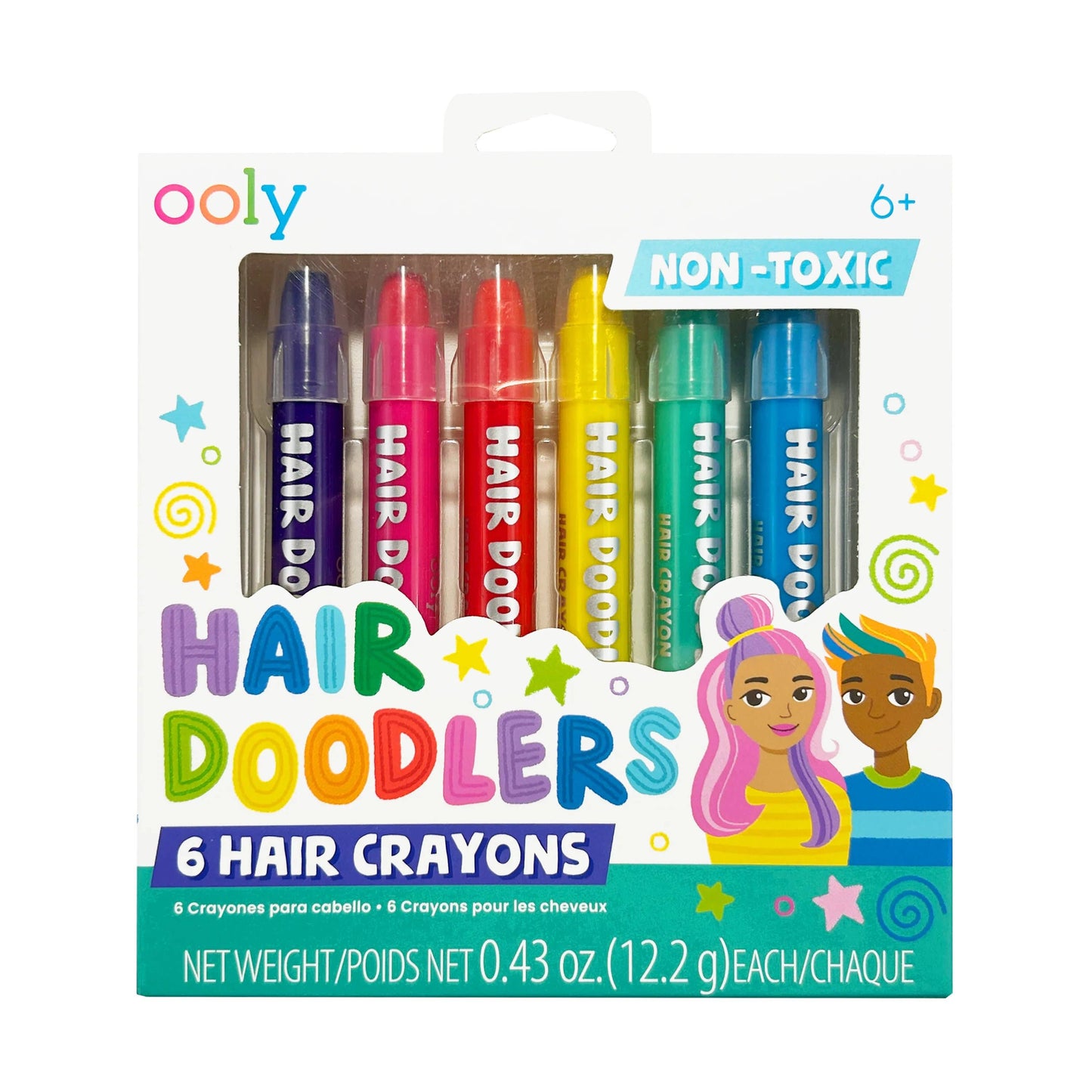 Ooly - Hair Doodlers: Hair Crayons - Set of 6
