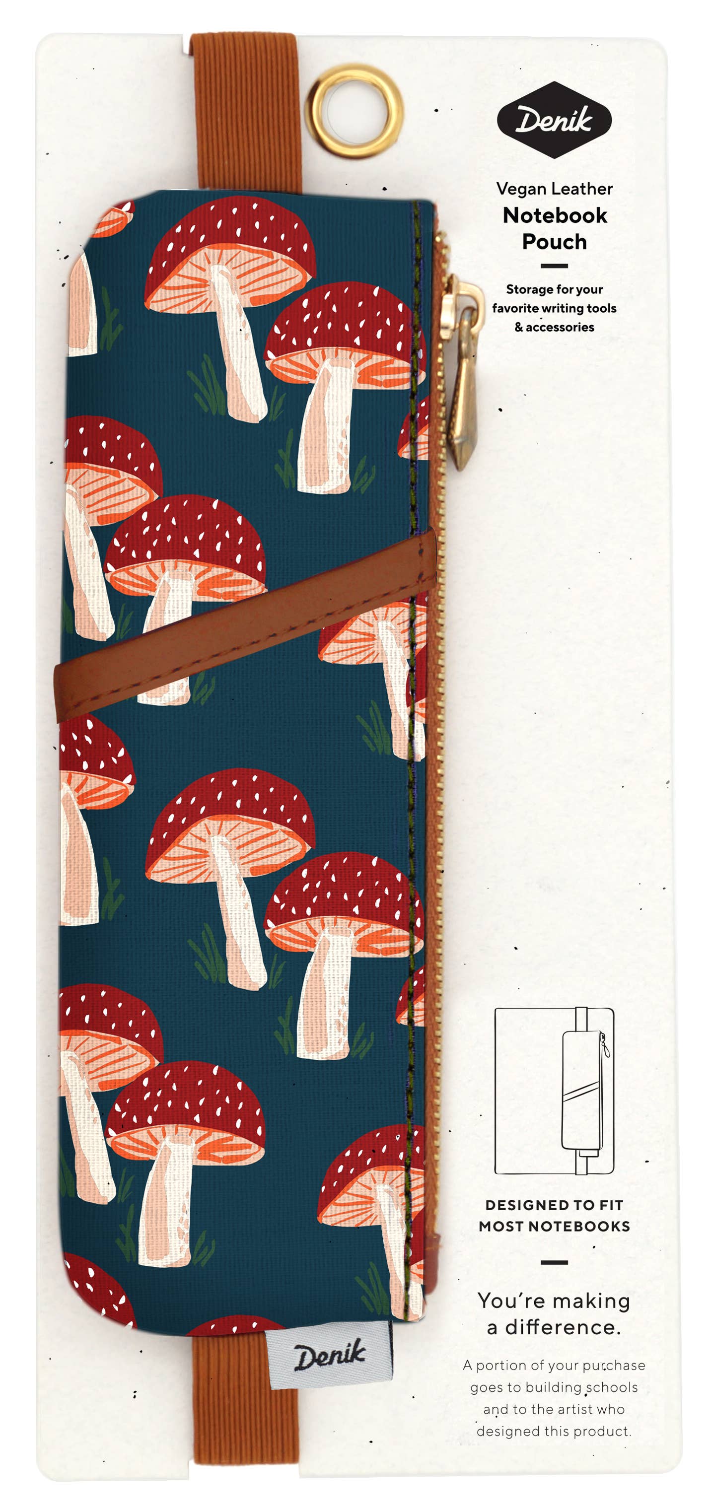 Denik - Navy Mushroom Notebook Pouch