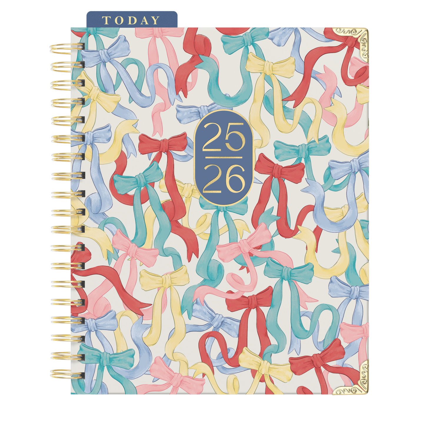 Good Juju Ink - 2026 Bows Pattern Toss 17-Month Large Spiral Planner