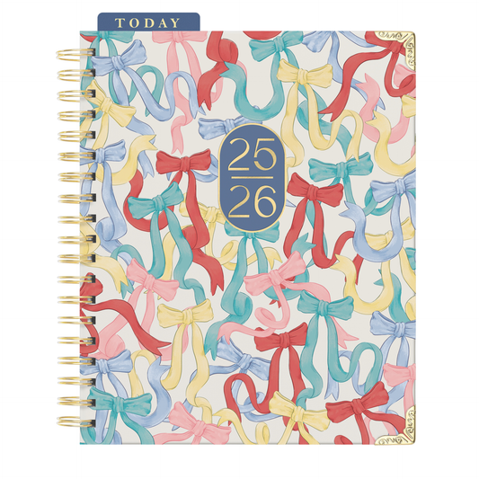 Good Juju Ink - 2026 Bows Pattern Toss 17-Month Large Spiral Planner