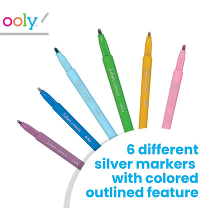 Ooly - Silver Linings: Colorful Outline Markers - Set of 6