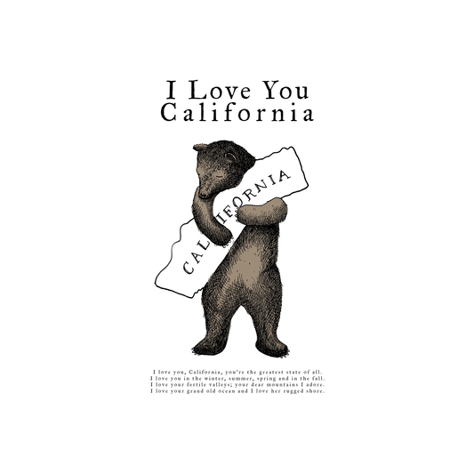 I Love You California Bear Print 13" x 19"