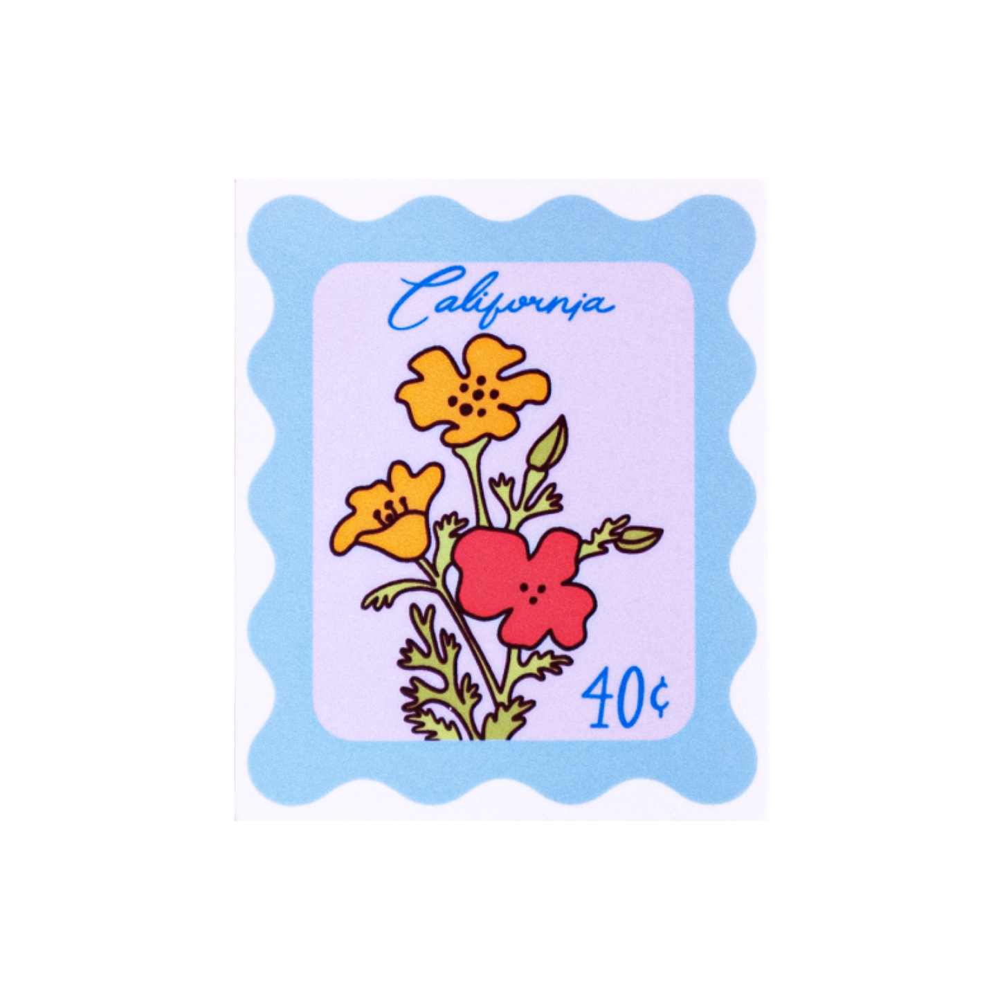 California Poppy Stamp Sticker