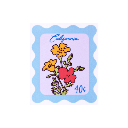 California Poppy Stamp Sticker