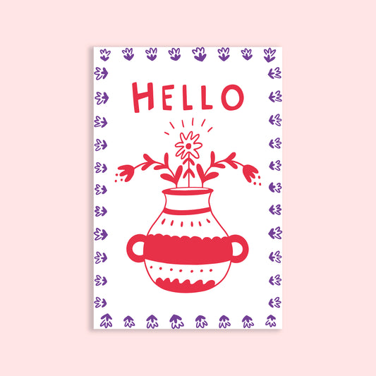 Hello Vase Postcard - 4x6