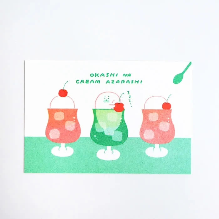 Furukawashiko -  Retro-Style Printed Postcard - Seal Cream Soda