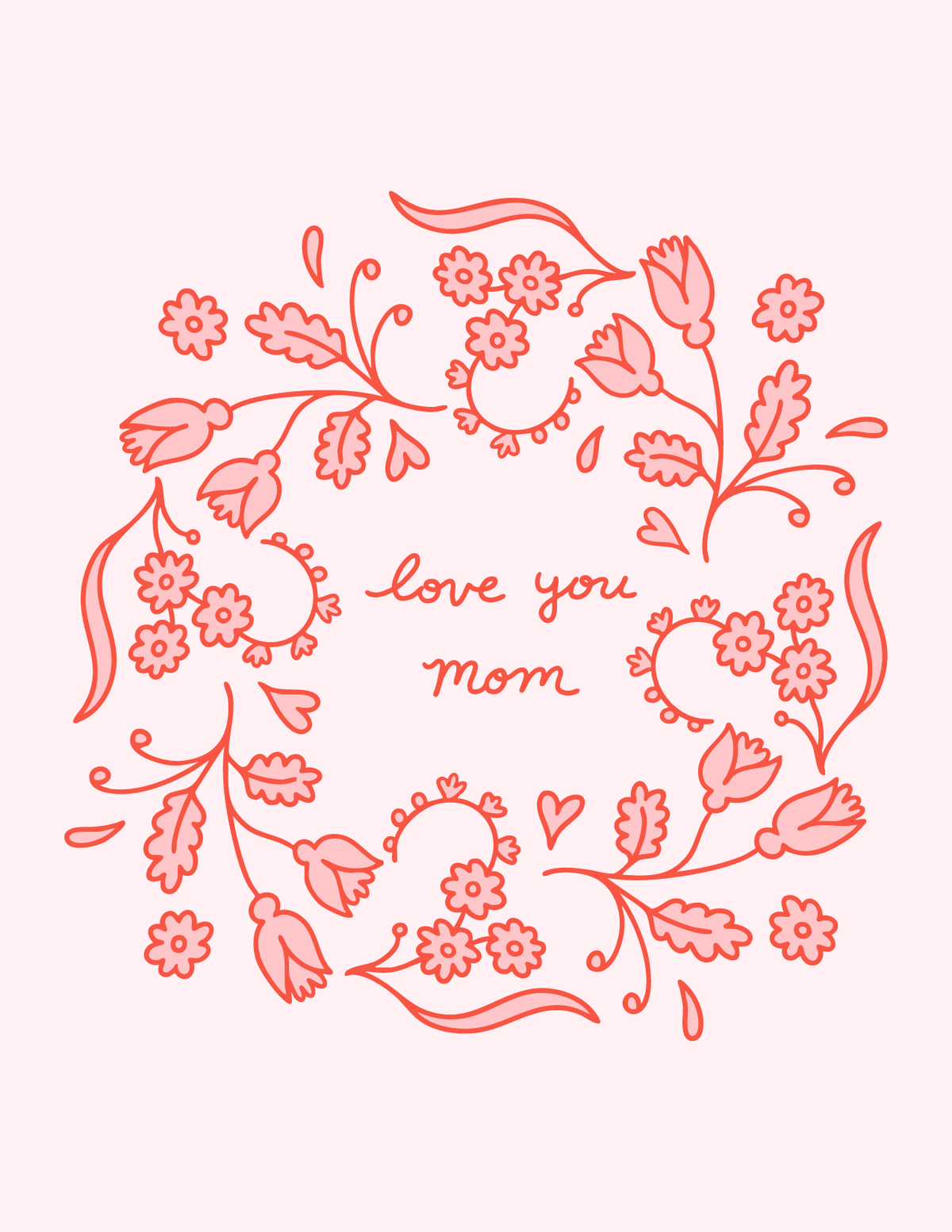 Love You Mom Florals Card