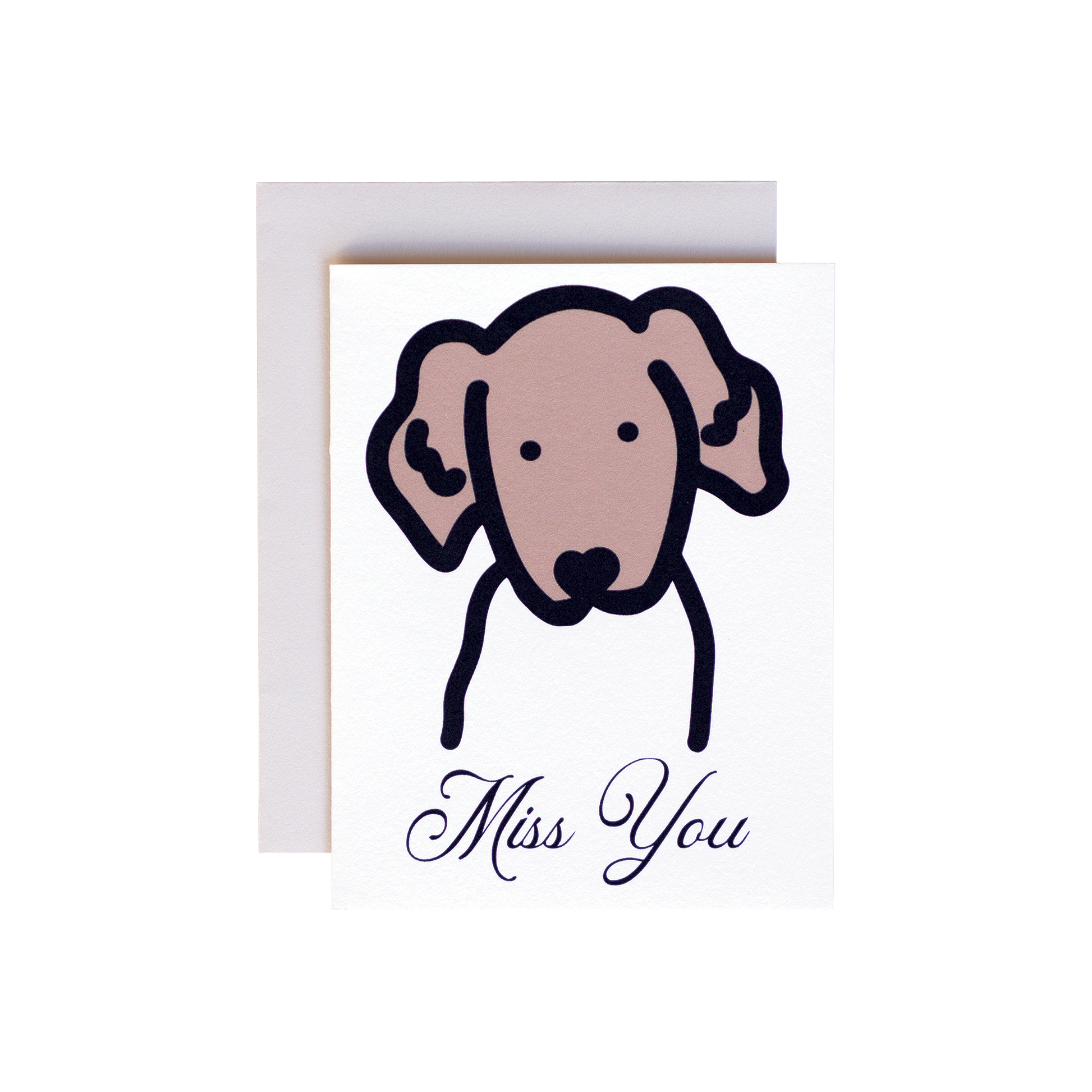 Greeting card I miss you. Cute dog