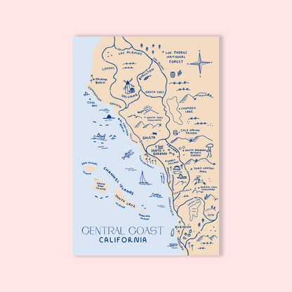 Central Coast Map Postcard - 4x6"