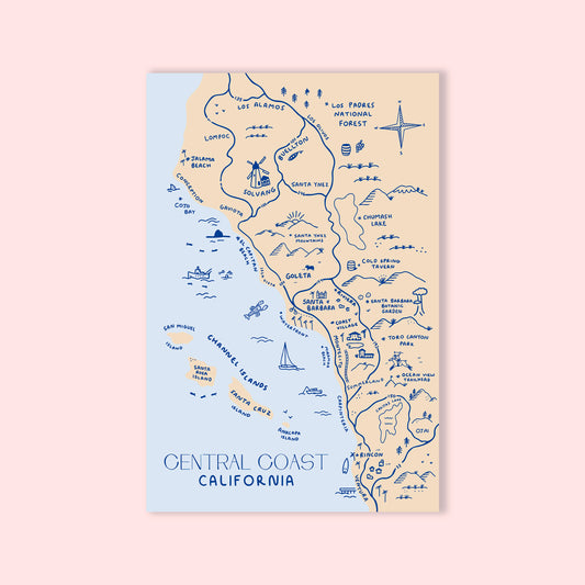 Central Coast Map Postcard - 4x6"