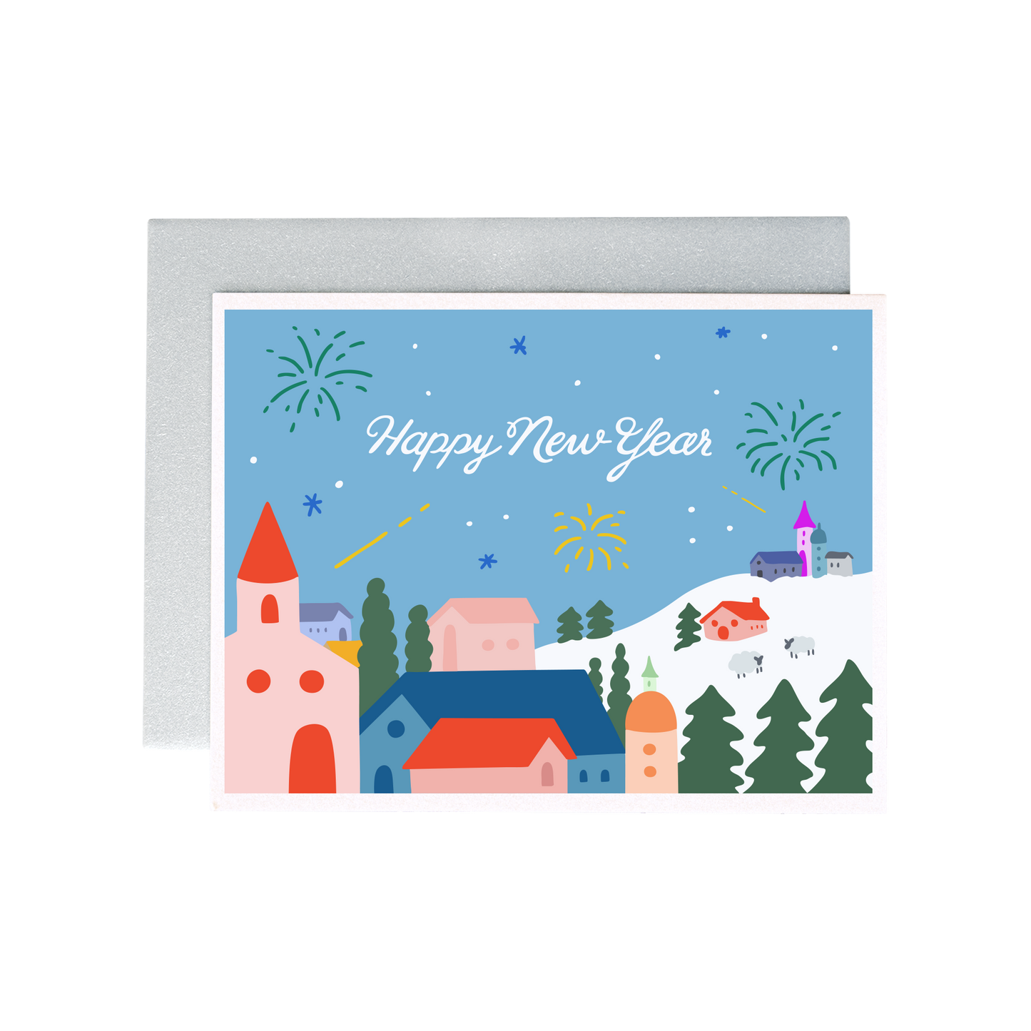 New Year Village Card