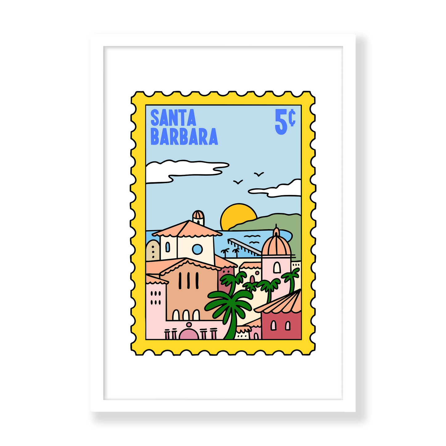 Santa Barbara Stamp Print