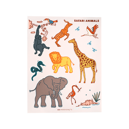 Safari Animals Sticker Sheet 8.5x11