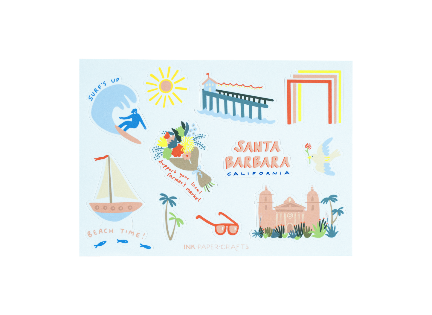 Santa Barbara Sticker Sheet 5x7