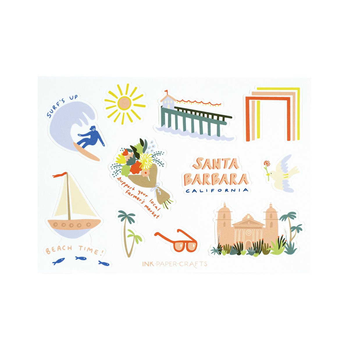 Santa Barbara Sticker Sheet 5x7